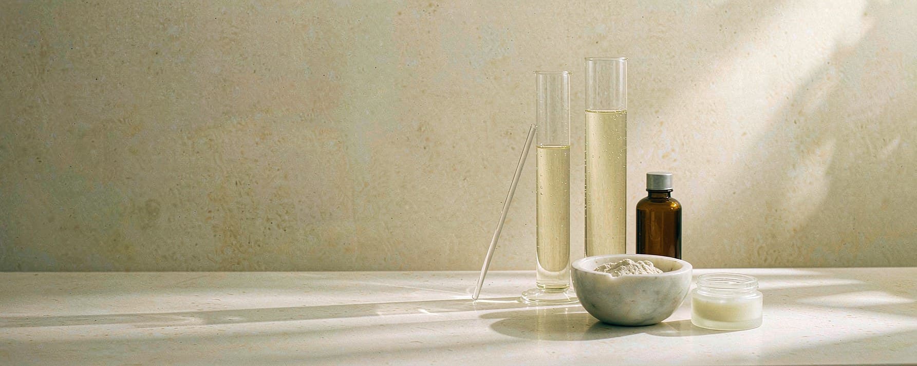 Buzytel TonęLab brand concept still life; packaging is illustrative